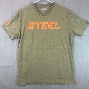 Men's Steel Supplements American Flag graphic t-shirt in Military Green Large